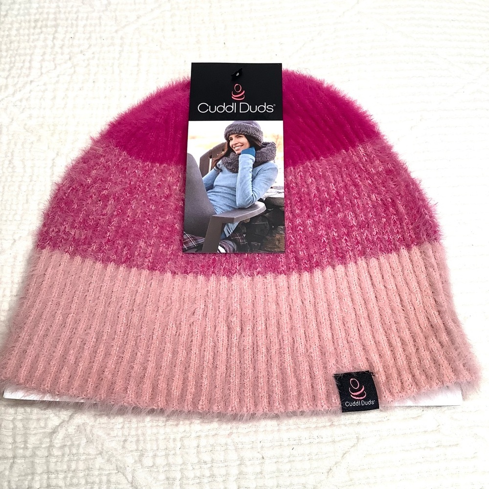 Cuddl Duds Pink & Fuchsia Ombré Softwear Stylish Beanie Warm Winter Attire